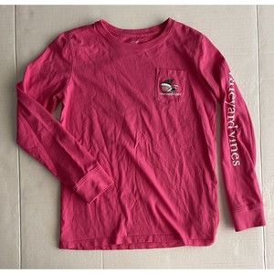 Vineyard Vines T-Shirt Girls L 14 Pink Elf Whale Graphic Christmas Long Sleeve